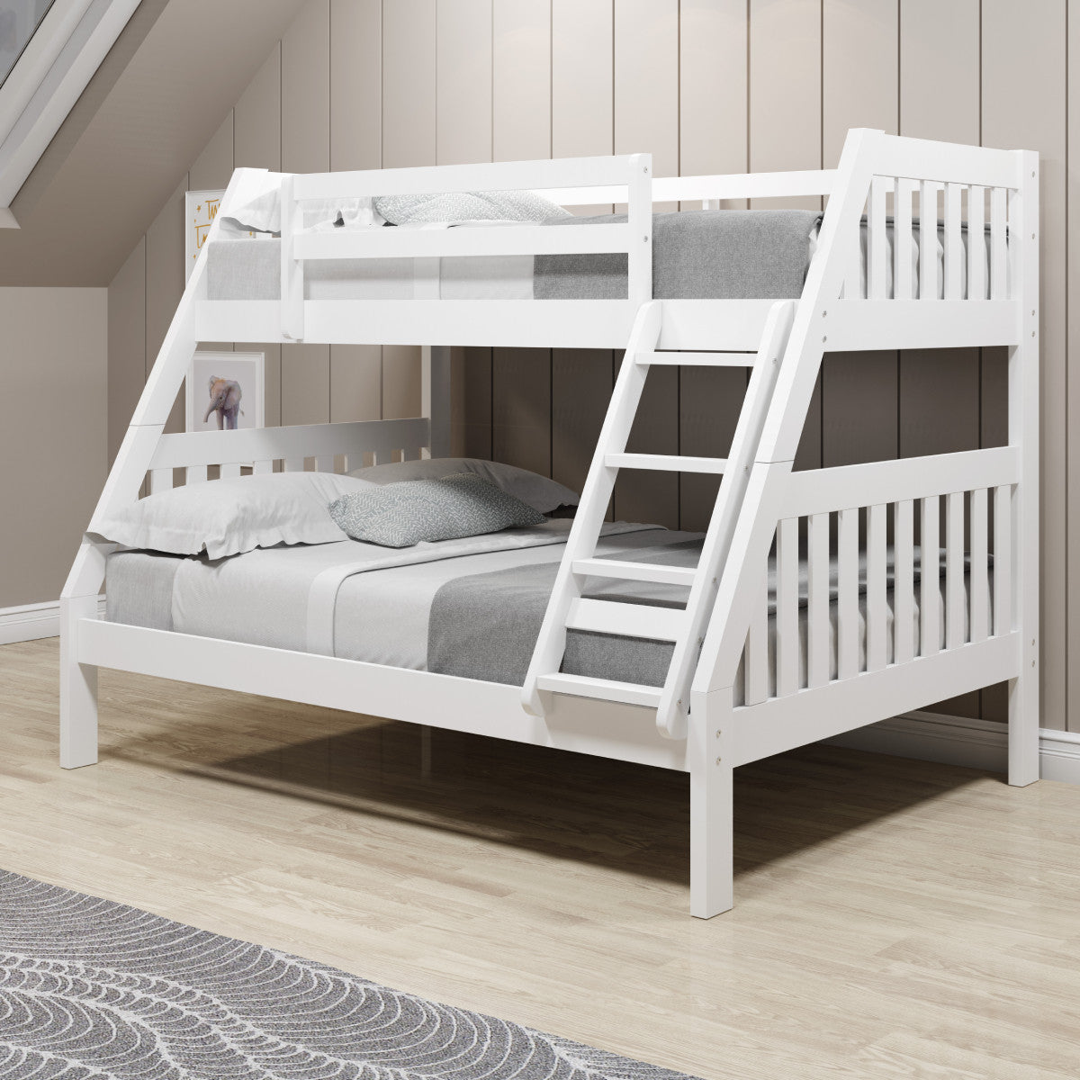 DONCO 1018 TWIN/FULL MISSION BUNK BED WHITE