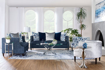 S17500 Simone Indigo sofa and loveseat