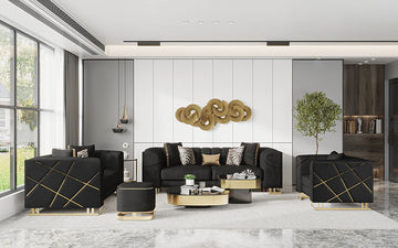 S902 Designer (Black) sofa and loveseat