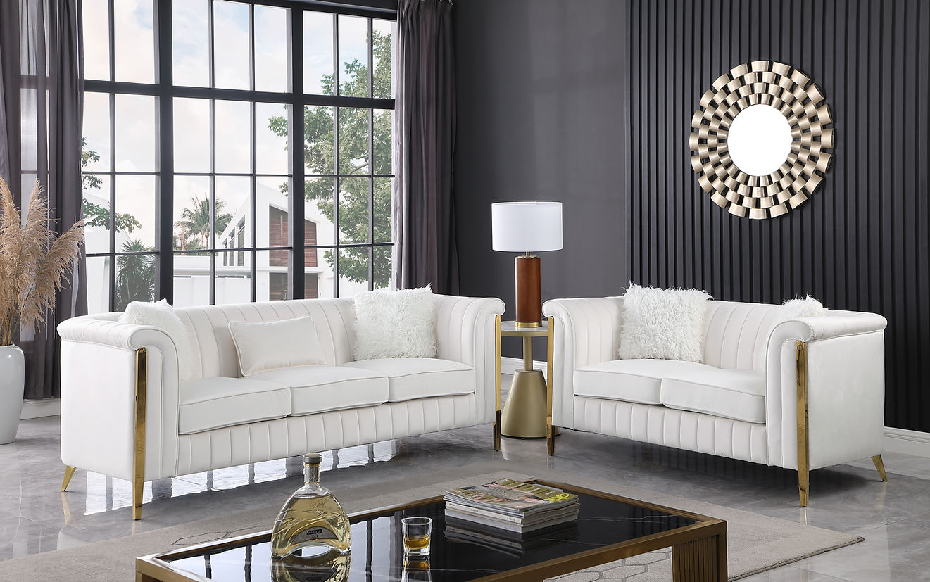 S8288 Fara  Sofa & loveseat (Cream/Gold)