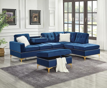 S123 Joy (Blue) sectional and ottoman