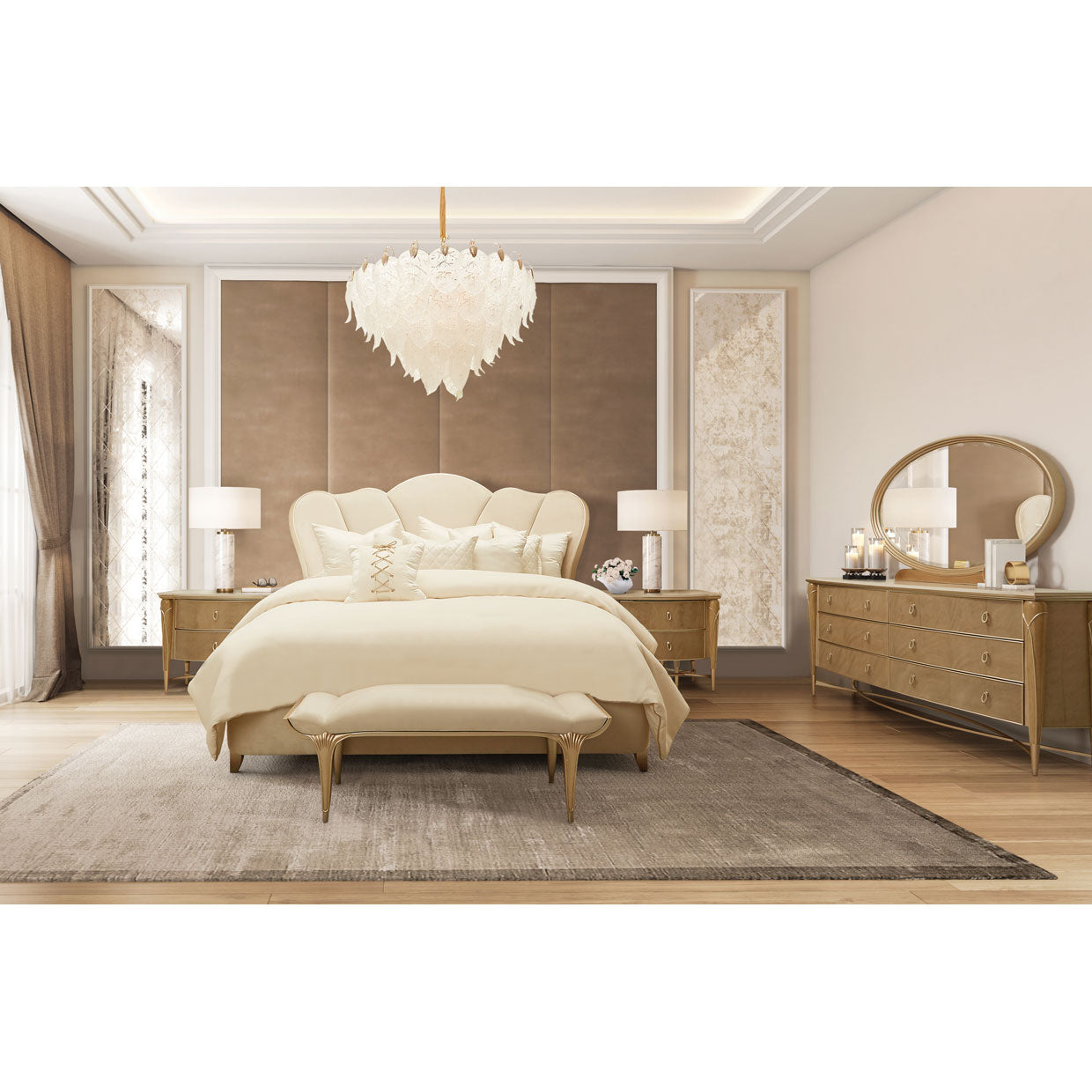 Michael Amini Villa Cherie Caramel bedroom collection