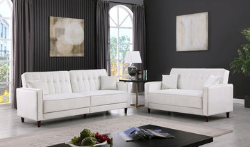 S350 Cozy sofa loveseat bed  (Cream)