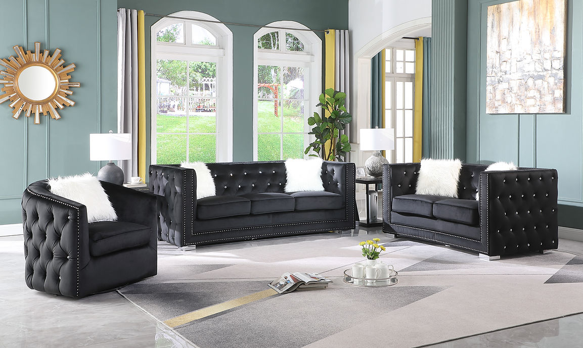 S4111 Paris (Black) Sofa & Loveseat Only