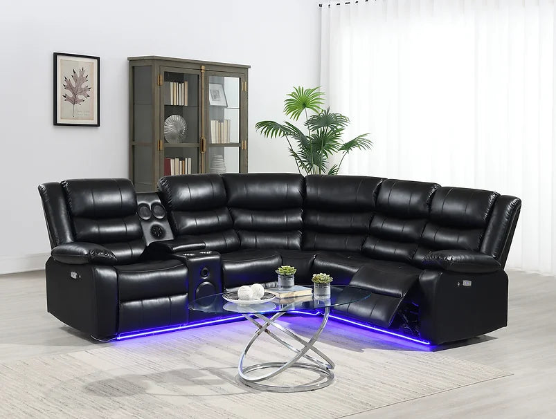 S8787 Sonic (black) power reclining sectional