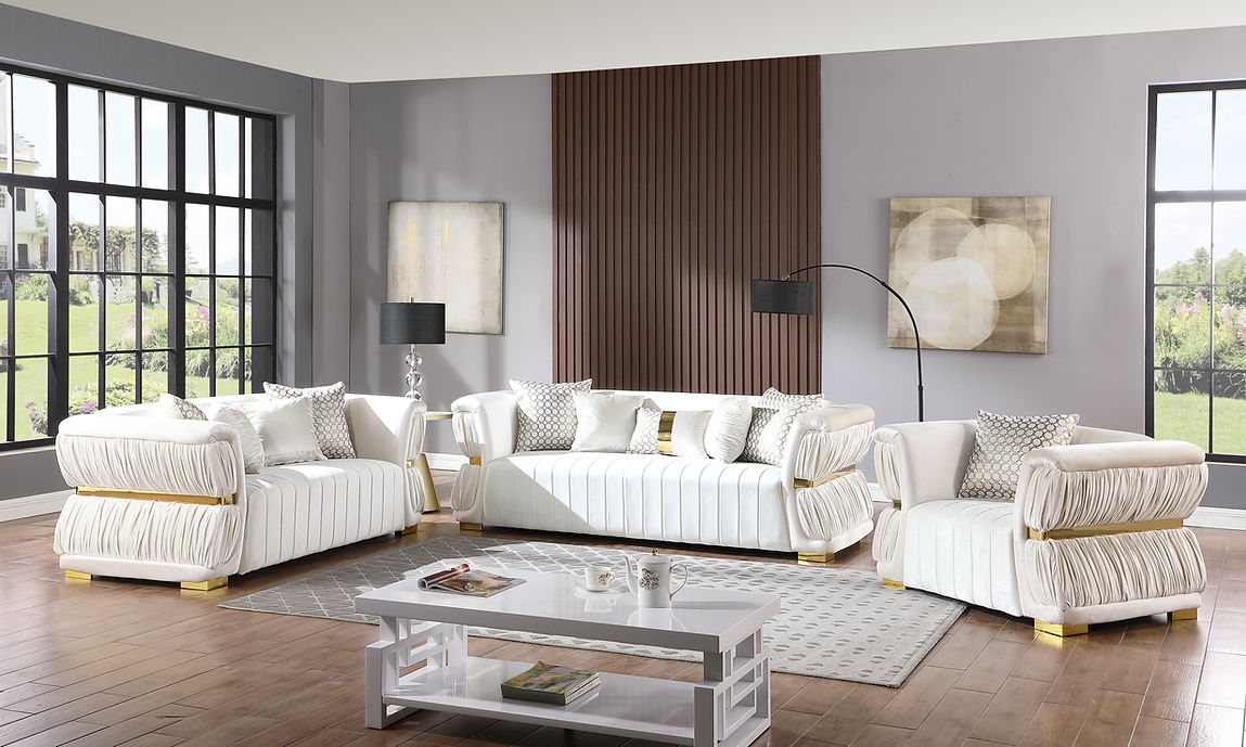 S2003 Anna (White) SOFA & LOVESEAT