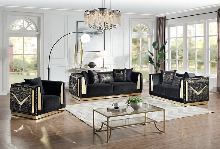 S4030 Monaco (Black) sofa and loveseat