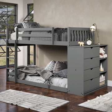 Donco 1600 Twin/ Twin Mission Chest  Bunk Bed Dark Grey