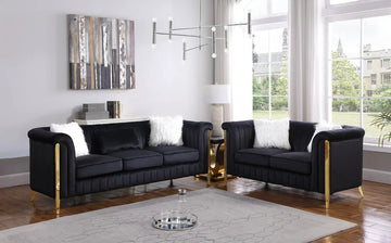 S8288 Fara Sofa and Loveseat (Black)