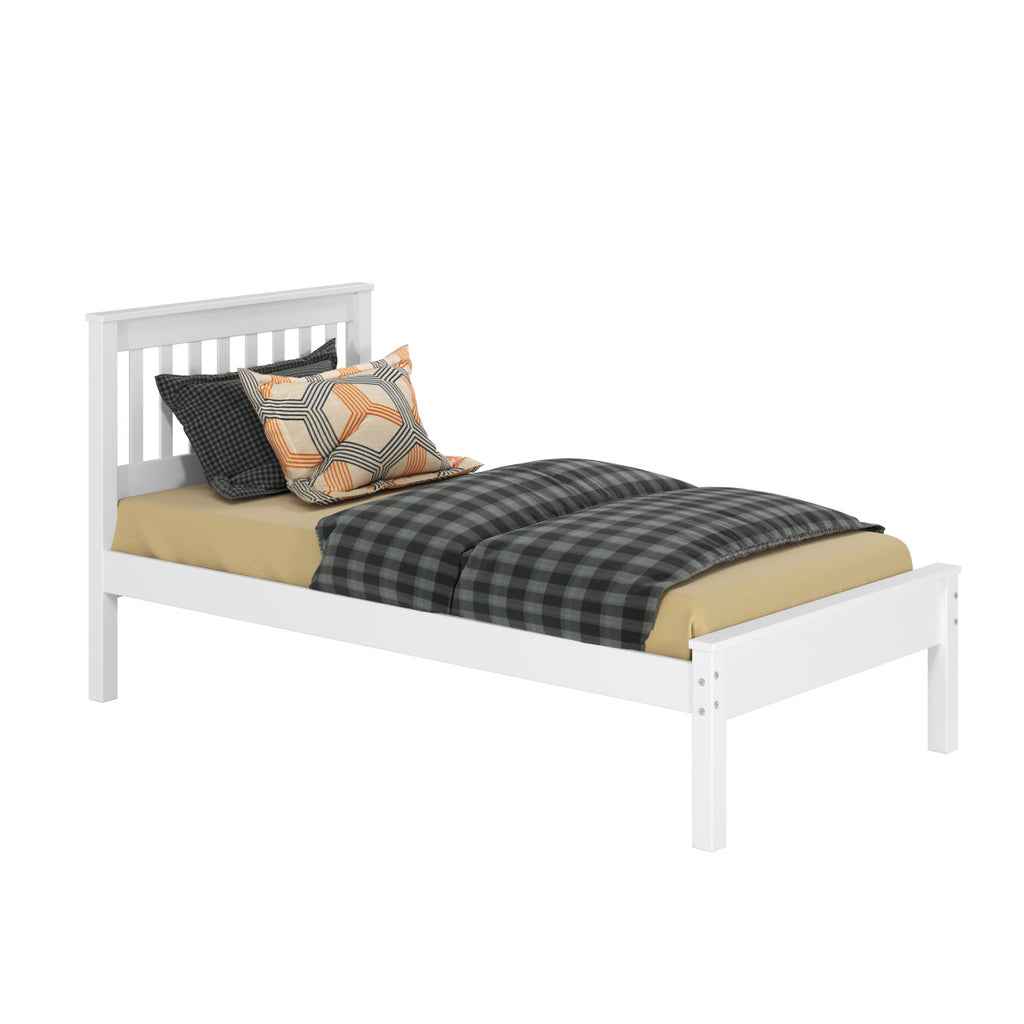 White wooden single outlet bed frame